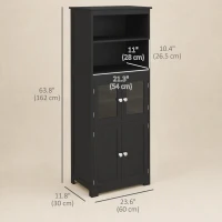HOMCOM 63" Small Buffet with Hutch, 4-Door Kitchen Pantry Storage Cabinet with Adjustable Shelf for Dining Room, Black(m-3)