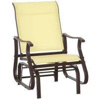 Outsunny Outdoor Glider Chair, Patio Glider with Steel Frame and Mesh Fabric, Outdoor Chair for Backyard, Garden, Porch, Beige(m-9)
