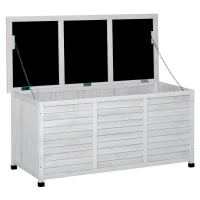 Outsunny 75 Gallon Wooden Storage Box patio Deck Box Bench, Garden Backyard Outdoor Storage Container with Aerating Gap & Weather-Fighting Finish, White(m-9)