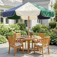 Outsunny 7.4 ft Patio Umbrella with Wood-Effect Frame, Colour-Blocked UPF 30+ Outdoor Market Table Umbrella Parasol, Dark Green(m-1)