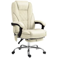Vinsetto Massage Office Chair, Reclining Computer Chair with Adjustable Height and Footrest, Beige(m-2)
