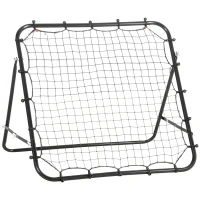 HOMCOM Volleyball Rebounder Net Football Training Aid Kickback Target Play Black(m-9)
