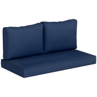Outsunny 2 Seater Outdoor Seat Cushions with Backrest, Loveseat Double Sofa Outdoor Furniture Cushions, Navy Blue(m-9)