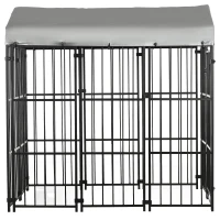 PawHut 6' x 4' Dog Kennel, Outdoor Dog Playpen Run with Waterproof, UV Resistant Canopy, Heavy-Duty Chain Link for Medium and Large Dogs(m-9)