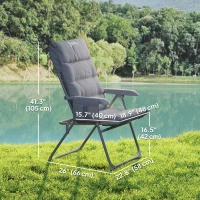Outsunny 5-Level Reclining Camping Chair, Adjustable High Back Camping Chair with Side Pockets, Compact Camping Chair for Adults(m-3)