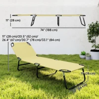 Outsunny Outdoor Folding Lounge Chair, Steel Tanning Chair with Reclining Back, Breathable Mesh for Beach, Yard, Patio, Cream(m-3)