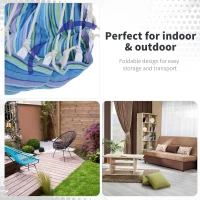 Outsunny Portable Hanging Woven Hammock Seat Rope Swing Chair Sleeping Bed for Outdoor Garden Yard Camping Blue(m-4)