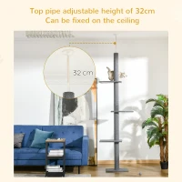 PawHut 100" Floor To Ceiling Cat Tree w/ 3 Perches Activity Center for Kittens Cat Tower Furniture, Grey(m-5)