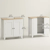 kleankin Bathroom Sink Vanity Unit, Under Sink Bathroom Cabinet with U-Shape Design and Adjustable Shelf, White(m-3)