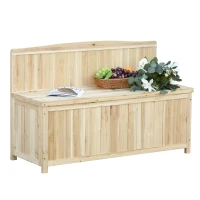 Outsunny Wooden Outdoor Garden Bench with Storage Box, Outdoor Patio Seating, 45.3" x 17.7" x 29.5", Natural(m-2)