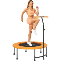 Soozier 39" Mini Exercise Trampoline w/ Adjustable T-Bar Indoor Fitness Rebounder Orange(m-9)