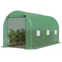 Outsunny 13' x 6' x 6' Outdoor Walk-in Tunnel Greenhouse Portable Plant Gardening Warm House with PE Cover Green(m-11)