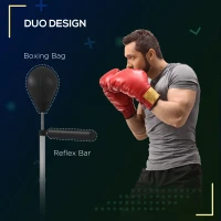 Soozier Freestanding Boxing Punch Bag with 63"-80.7" Adjustable Height, 12 Suction Cups, Boxing Stand with Reflex Bar, Black(m-4)