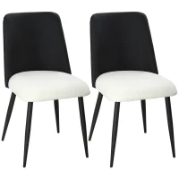 HOMCOM Dining Chairs Upholstered Kitchen Chairs Set of 2 with Steel Legs and Padded Seat for Dining Room, Kitchen, Black(m-9)
