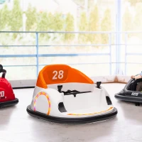 Qaba 12V Bumper Car for Toddlers, Ride On Car with 360 Degree Remote Control, Lights Music Horn, for 1.5-5 Years, Orange(m-8)