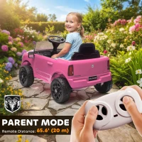 Qaba 12V Ride on Car, Licensed Dodge RAM 3500 Electric Vehicle with Remote Control, Suspension for 3-5 Years, Pink(m-5)