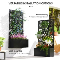 Outsunny Metal Raised Garden Bed with Privacy Panel, Freestanding or Wall Mounted Outdoor Planter Box for Garden, Patio(m-5)