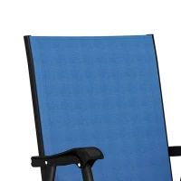 Outsunny Folding Patio Chairs Set of 2, High Back Outdoor Dining Chairs with Breathable Mesh Seat for Lawn, Deck, Blue(m-10)