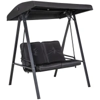 Outsunny 2-Seater Outdoor Porch Swing with Adjustable Canopy, Patio Swing Chair for Garden, Poolside, Backyard, Black(m-8)