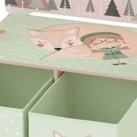 Qaba Kids Toy Box Chest, 3-in-1 Convertible Wooden Toy Storage Bench w/  2 Non-Woven Drawers, for Bedroom, Playroom, Pink(m-9)