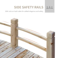 Outsunny 5FT Wood Garden Bridge Outdoor Decorative Landscape Side Rails Backyard Moon Bridge Park Decor Natural Wood(m-4)