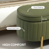 HOMCOM Upholstered Bedroom Bench, Channel Tufted Ottoman Bench with Thick Padding and Metal Legs, Dark Green(m-4)