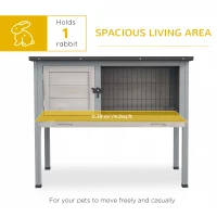 PawHut Wooden Rabbit Hutch with Openable Asphalt Roof, Tray, Light Grey(m-4)