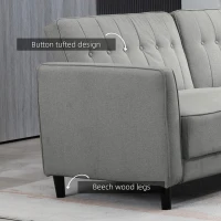 HOMCOM Convertible Bed with Couch, Button Tufted Fabric Sofa Bed with Adjustable Back for Living Room, Grey(m-7)