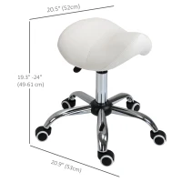 HOMCOM Ergonomic Salon Stool with Wheels, Adjustable PU Leather Saddle Chair, 360° Swivel, Healthy Posture, Saddle Chair for Massage Home Office, Cream White(m-3)