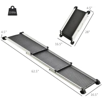 PawHut 28" - 62.5" Telescoping Dog & Pet Ramp with Lightweight Aluminum Design & Anti-Skid Surface for Elderly Pets(m-3)