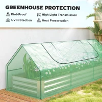 Outsunny 8.6 x 3 x 1ft Raised Garden Bed with Mini Greenhouse, Galvanized Raised Garden Bed with Cover for Herbs and Vegetables, Small Greenhouse for Patio Garden Balcony, Green(m-5)