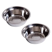PawHut 6" Height Small Puppy Dog Feeding Station for Messy Pets, Stainless Steel Elevated Dog Bowls with Modern Wooden Frame, Dog Food Stand Pet Feeding Station, Dark Brown(m-9)