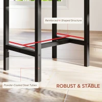 HOMCOM Extendable Dining Table Set, 5-Piece Dining Set for 4-6 with 2 Benches and 2 Stools for Small Spaces, Black(m-6)