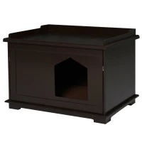 PawHut Wooden Cat Litter Box Enclosure Furniture Style Kitten Washroom with Rotated Door End Table Hideaway, Brown(m-11)