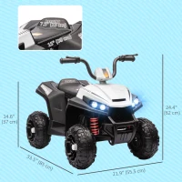 Qaba 12V Kids ATV with Four Wheels Spring Suspension, Forward & Backward, LED Light, MP3, Music, White(m-3)