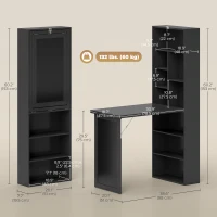 HOMCOM Fold-out Convertible Office Desk, Wall Mount Computer Desk with Blackboard and Side Shelf, Black(m-4)
