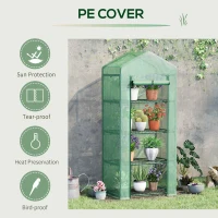 Outsunny Portable Greenhouse, Outdoor Hot House Plant Flower Greenhouse with 4 Tier Shelves, Steel Frame, PE Cover, Dark Green(m-5)