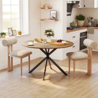 HOMCOM 47" Round Kitchen Table for 4, Industrial Dining Table with Steel Legs for Dining Room, Brown and Black(m-1)