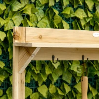 Outsunny Potting Bench Table, Wooden Garden Workstation Bench with Galvanized Metal Tabletop, Storage Shelves and Hooks for Patios, Courtyards, Balcony(m-10)