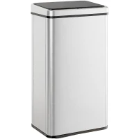 HOMCOM 13.2 Gal (50 L) Automatic Garbage Can w/ Soft-Close Lid, Touchless Trash Can with Fingerprint Resistant Stainless Steel(m-2)