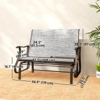 Outsunny Garden Double Gliding Chair, Patio Glider Armchair for Outdoor, Backyard Mesh Seat and Backrest, Steel Frame, Dark Grey(m-3)