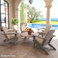 Outsunny Set of 4 Patio Chair Cushions, High Back Adirondack Chair Cushion with Ties, High-Density Foam, Beige(m-7)