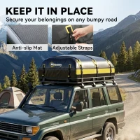 Outsunny Rooftop Cargo Carrier, 21 Cubic Feet Waterproof Soft-Shell Car Roof Storage Bag w/ Door Hooks, Reflective Arrows, Yellow(m-6)