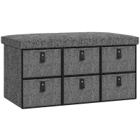 HOMCOM Shoe Bench with Seat, Shoe Storage Bench with Cushion and 6 Fabric Drawers for Entryway, Hallway, Bedroom, Charcoal Grey(m-9)