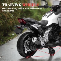 Qaba Honda Licensed 12V Ride on Motorbike for Kids with Headlights Music Training Wheels, for 3-6 Years, White(m-6)