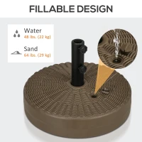 Outsunny Umbrella Base, Heavy Duty Fillable Base Holder with Steel Pole, Round Parasol Stand for Patio, Outdoor, Backyard, Brown(m-5)