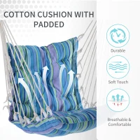 Outsunny Portable Hanging Woven Hammock Seat Rope Swing Chair Sleeping Bed for Outdoor Garden Yard Camping Blue(m-5)