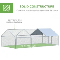 PawHut Large Chicken Coop Metal Chicken Run for Chicken with Waterproof and Anti-UV Cover, Spire Shaped Walk-in Fence Cage Hen House for Outdoor and Yard Farm Use, 1.26" Dia, 9.8' x 19.7' x 6.4'(m-11)