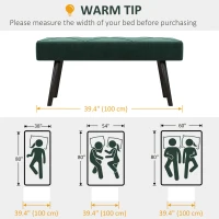 HOMCOM 39 Inches Upholstered Bedroom Bench, Modern End of Bed Bench with Steel Legs, Green(m-7)