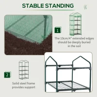 Outsunny Portable Greenhouse, Outdoor Hot House Plant Flower Greenhouse with 4 Tier Shelves, Steel Frame, PE Cover, Dark Green(m-4)